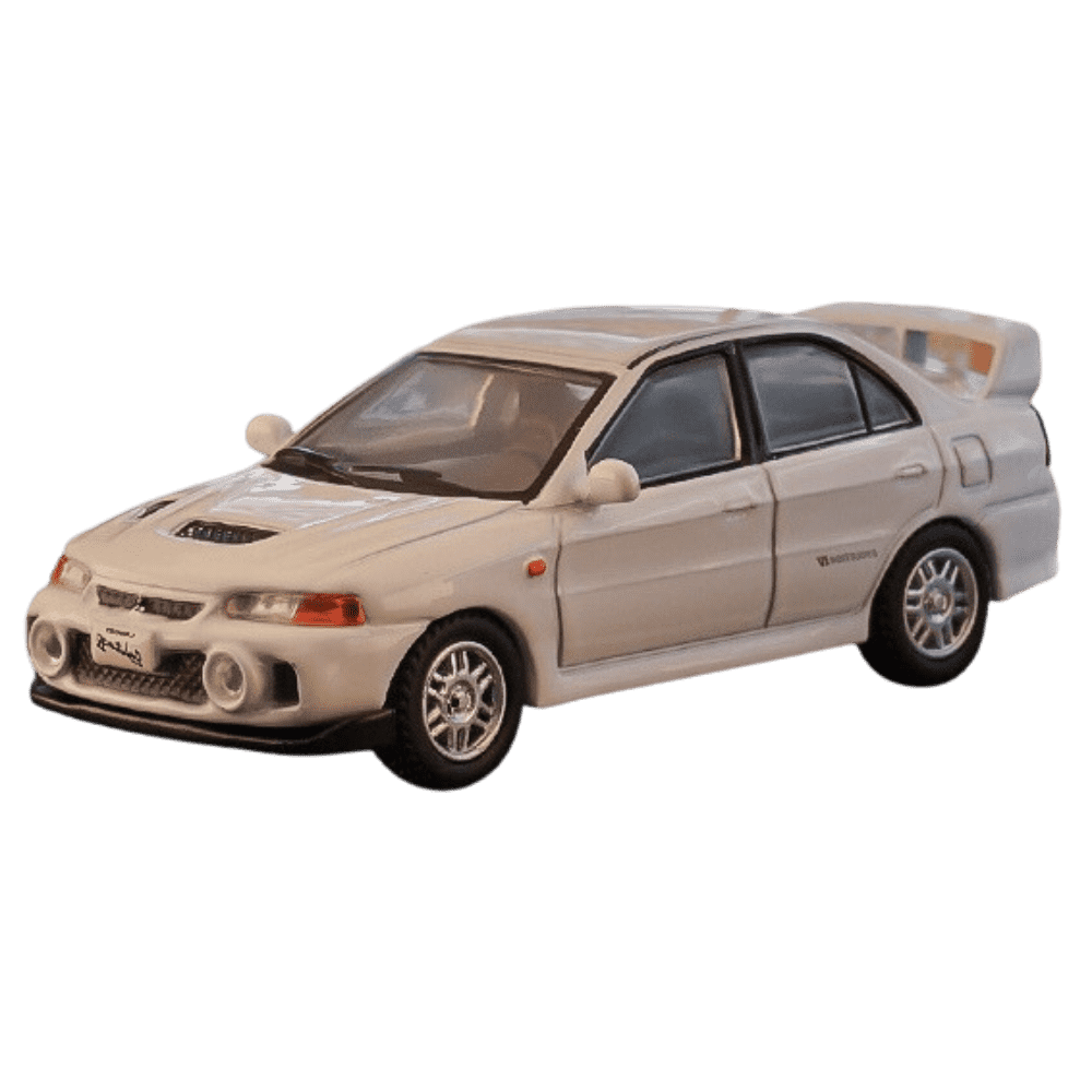 1:64 Mitsubishi Lancer Evolution IV White Die Cast Model Car