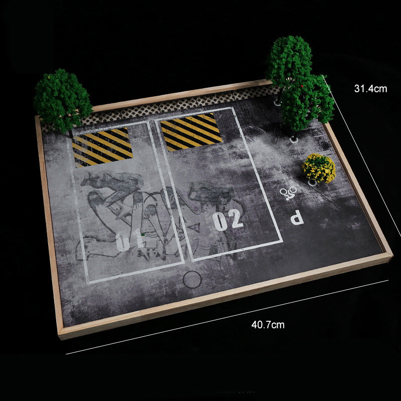 1:24 Open-air park parking lot scene Two parking spaces Without Acrylic Scene