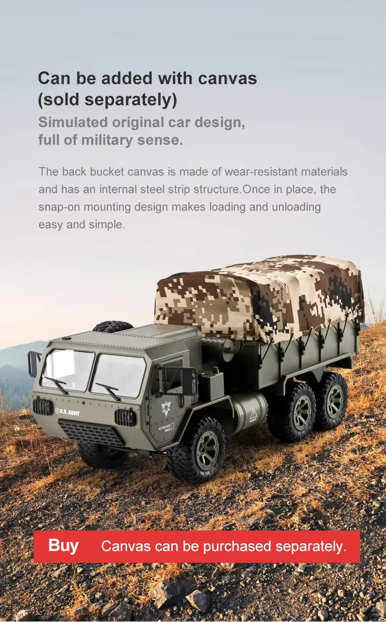 1:16 Scale All-Terrain RC Military Off-Road Truck with HD Camera