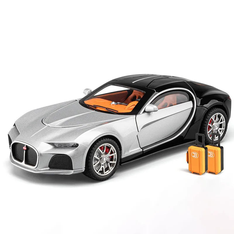 1:24 Bugatti 2015 Atlantic Silver Black Die Cast Model Car