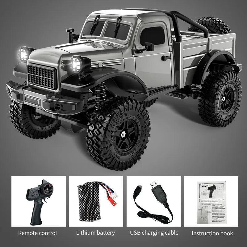 1:18 RC Climbing Truck – Dodge Power Wagon Military Off-Road Truck Model Gray RC Car