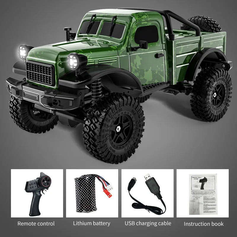 1:18 RC Climbing Truck – Dodge Power Wagon Military Off-Road Truck Model Green RC Car