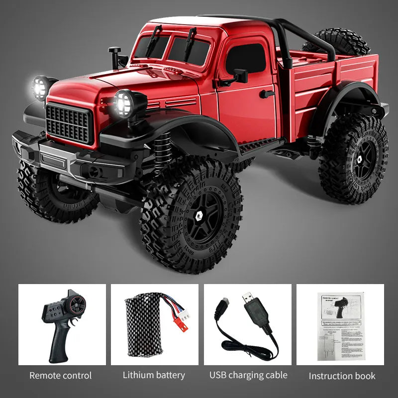 1:18 RC Climbing Truck – Dodge Power Wagon Military Off-Road Truck Model Red RC Car