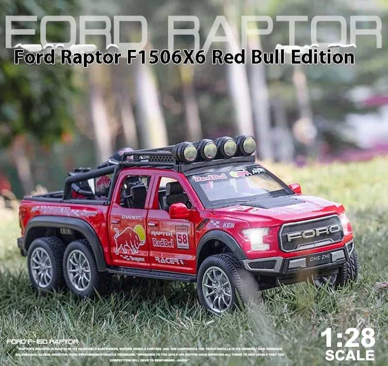 1:28 Ford 2020 F-150 Raptor 6x6 Off-Road Red Bull