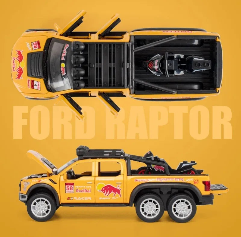 1:28 Ford 2020 F-150 Raptor 6x6 Off-Road Red Bull