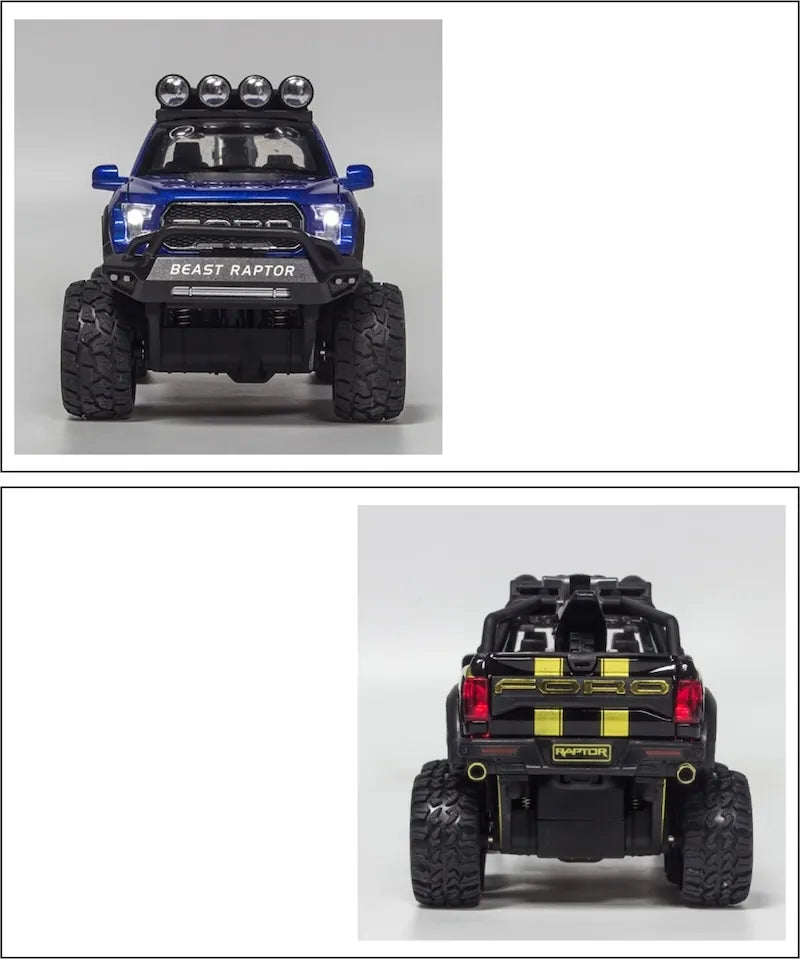 1:28 Ford 2020 F-150 Raptor 6x6 Off-Road Die Cast Model Car