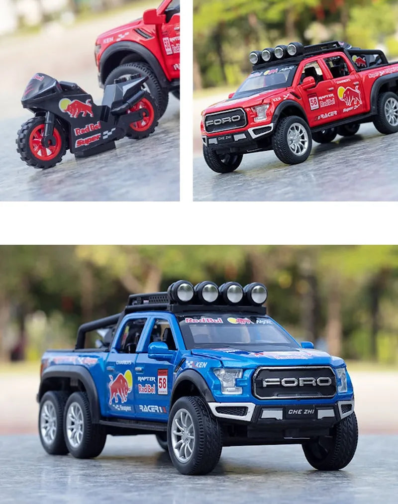 1:28 Ford 2020 F-150 Raptor 6x6 Off-Road Red Bull