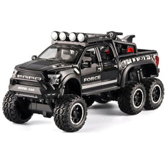 1:28 Ford 2020 F-150 Raptor 6x6 Off-Road Black Die Cast Model Car