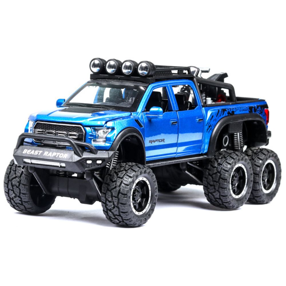 1:24 Ford 2020 F-150 Raptor 6x6 Off-Road Blue Die Cast Model Car