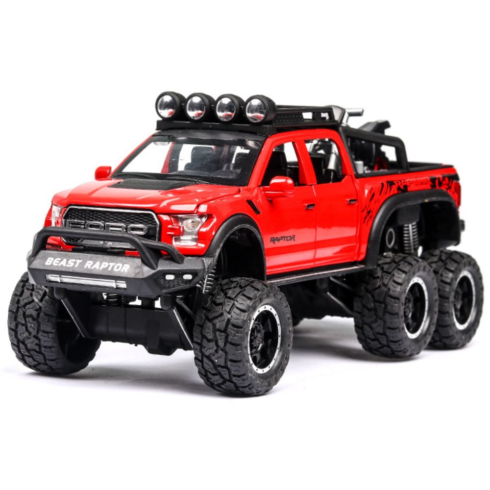 1:24 Ford 2020 F-150 Raptor 6x6 Off-Road Red Die Cast Model Car