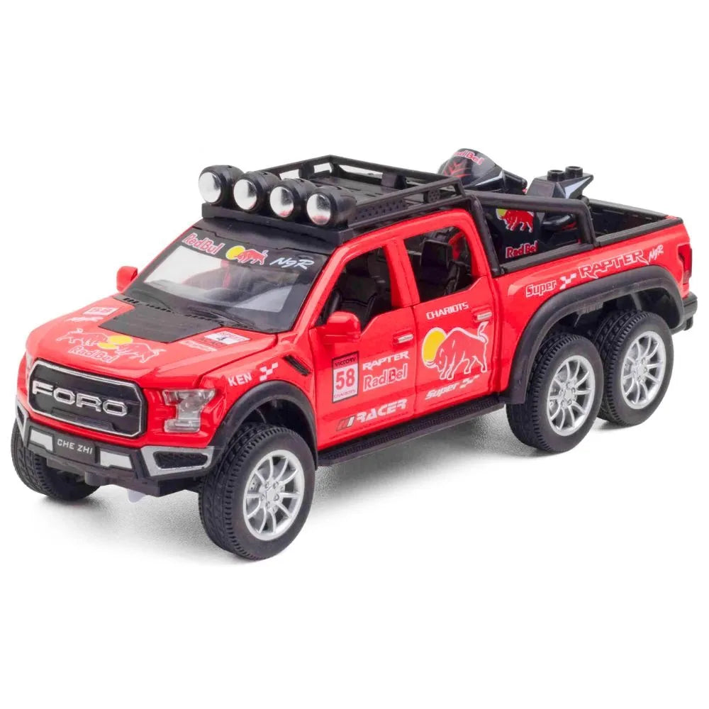 1:28 Ford 2020 F-150 Raptor 6x6 Off-Road Red Bull