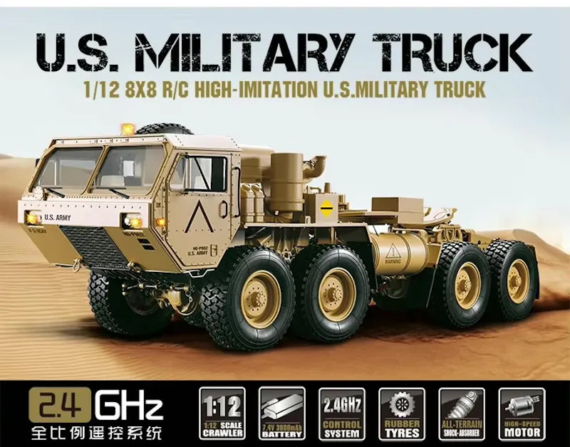 1:12 Scale High-Imitation U.S. Military Truck 8x8 RC Car