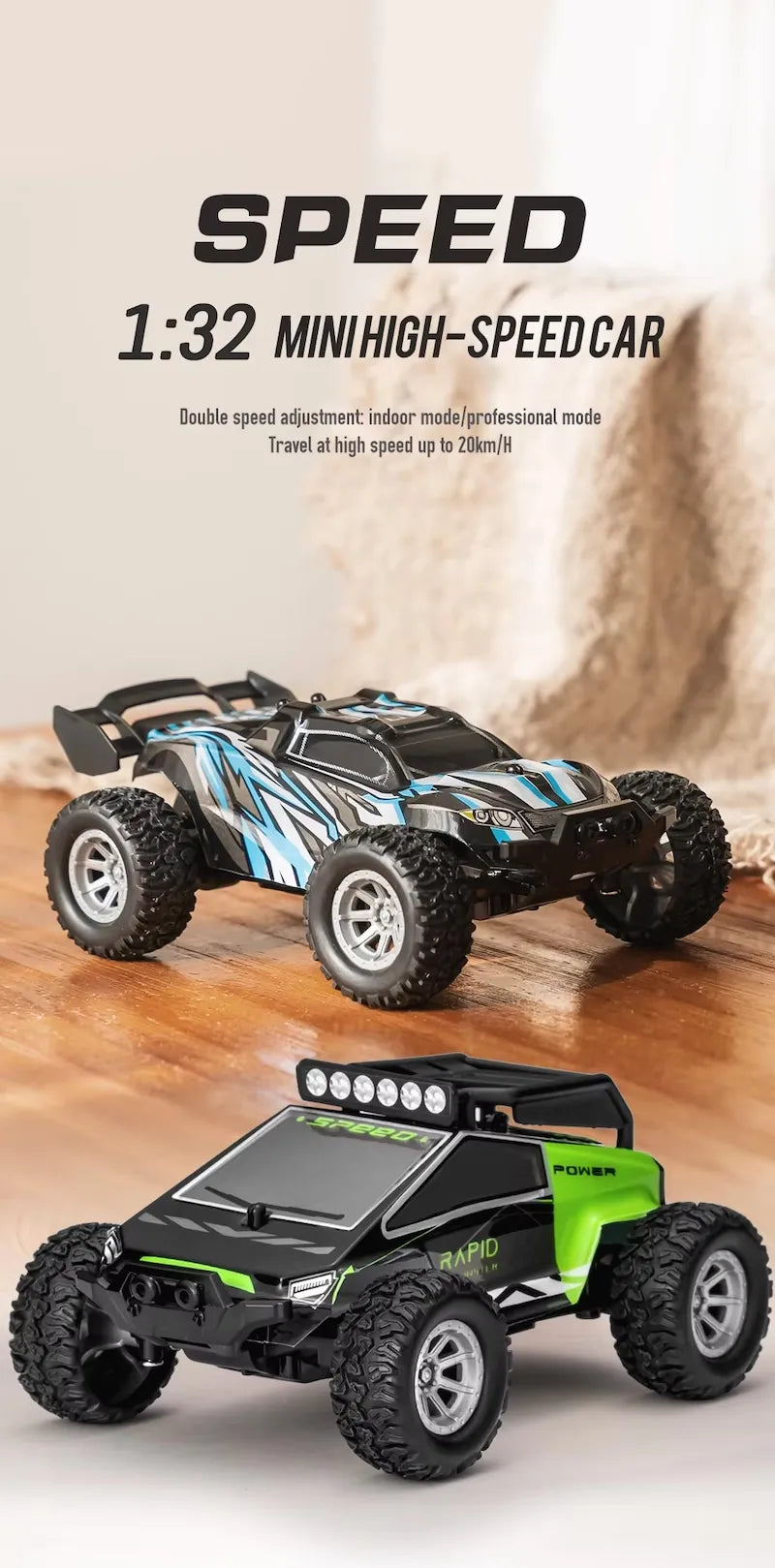 1:32 Scale High-Speed RC Off-Road Car - Dual-Channel Mini Rock Crawler