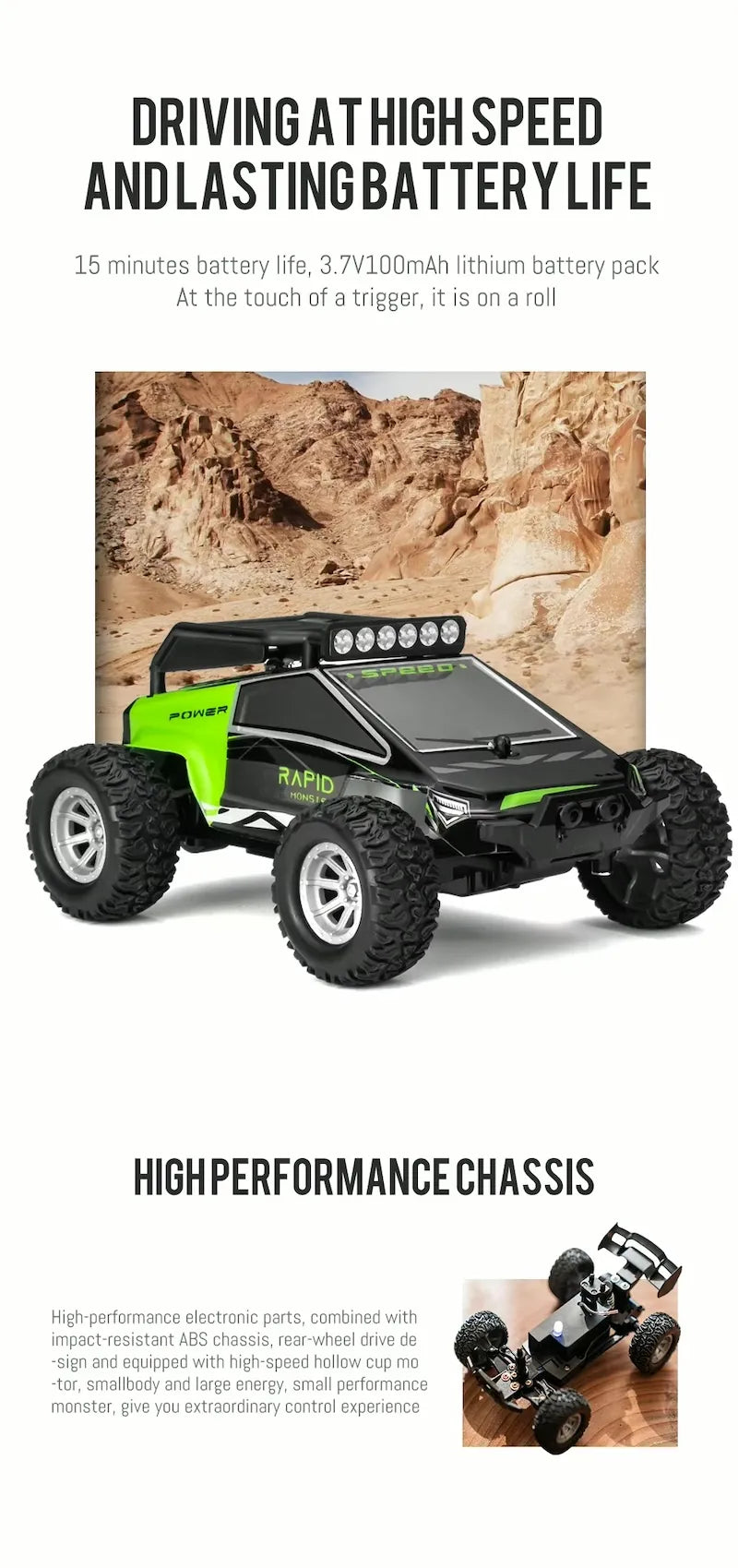 1:32 Scale High-Speed RC Off-Road Car - Dual-Channel Mini Rock Crawler