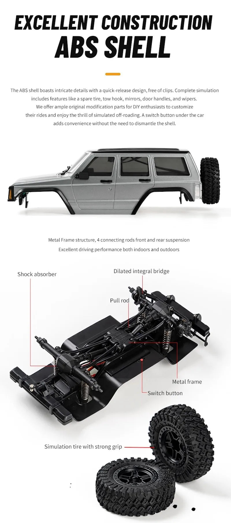 1:18 Jeep Cherokee Simulation Climbing RC Car - Powerful 4WD Off-Road Vehicle RC Car