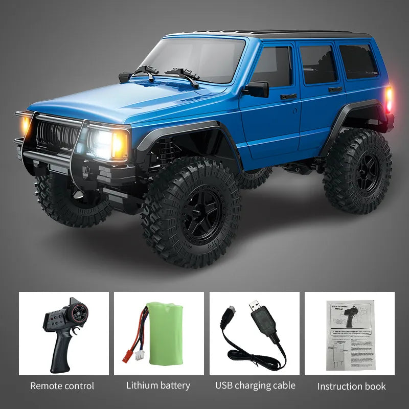 1:18 Jeep Cherokee Simulation Climbing RC Car - Powerful 4WD Off-Road Vehicle Blue RC Car