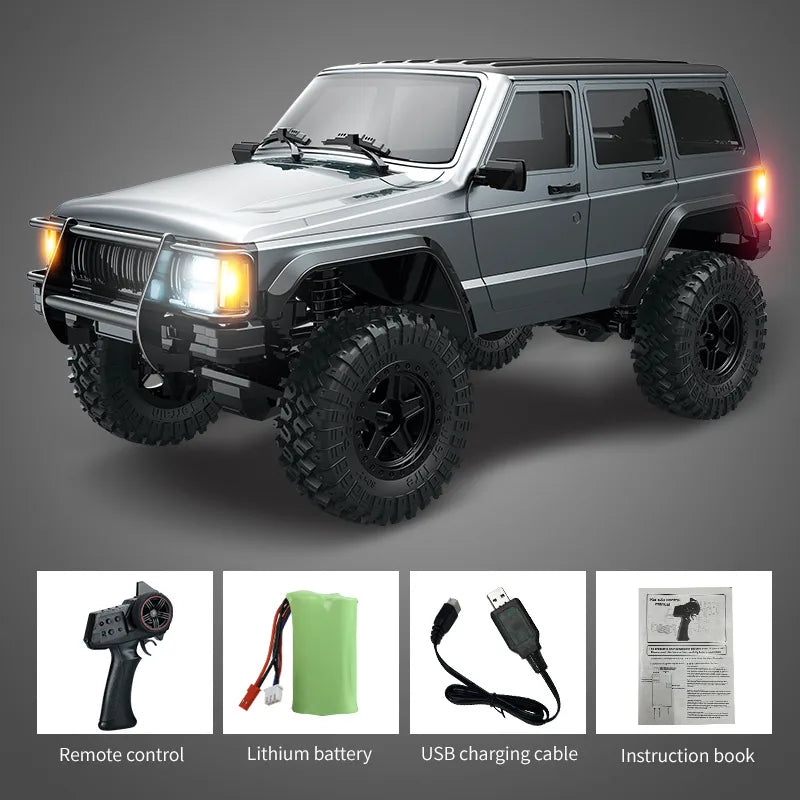 1:18 Jeep Cherokee Simulation Climbing RC Car - Powerful 4WD Off-Road Vehicle Gray RC Car