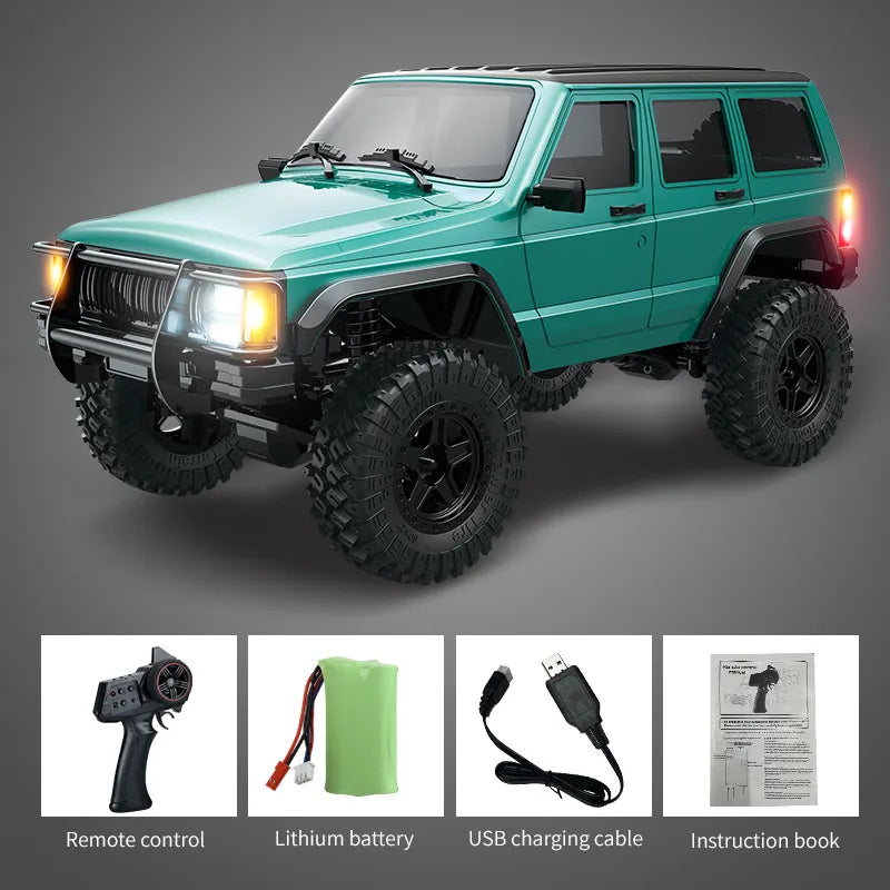 1:18 Jeep Cherokee Simulation Climbing RC Car - Powerful 4WD Off-Road Vehicle Green RC Car