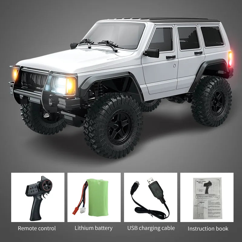 1:18 Jeep Cherokee Simulation Climbing RC Car - Powerful 4WD Off-Road Vehicle White RC Car