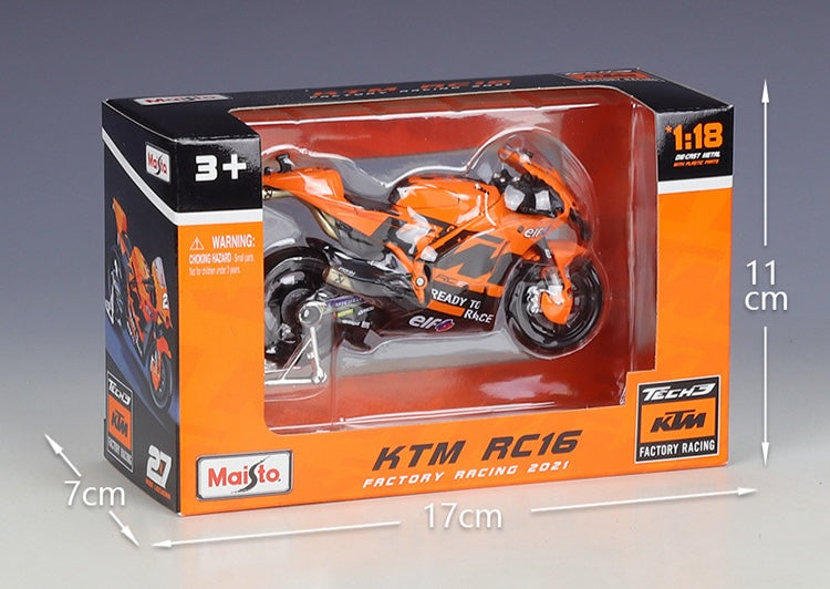 1:18 KTM 2021 RC16 Factory Racing Monster Team Motorcycle Model