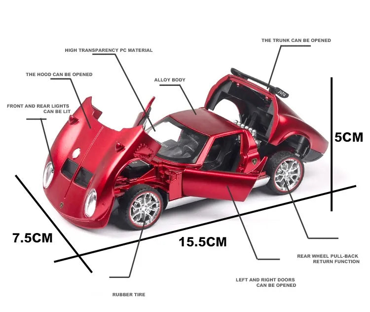 1:32 Lamborghini 1970 Miura P400 Jota Die Cast Model Car