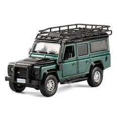 1:32 Land Rover 1998 Defender 110 Camel Trophy Green Die Cast Model Car