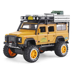 1:28 Land Rover 1998 Defender 110 Camel Trophy Yellow Die Cast Model Car