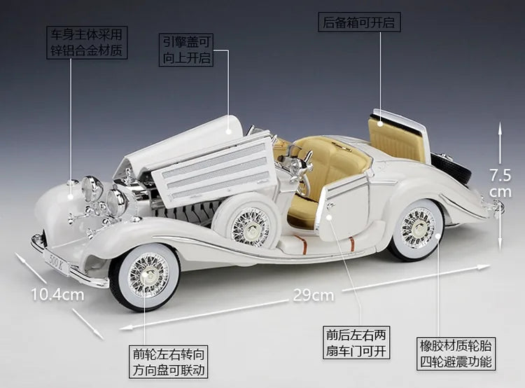 1:18 Mercedes-Benz 1936 500K Special Roadster Die Cast Model Car