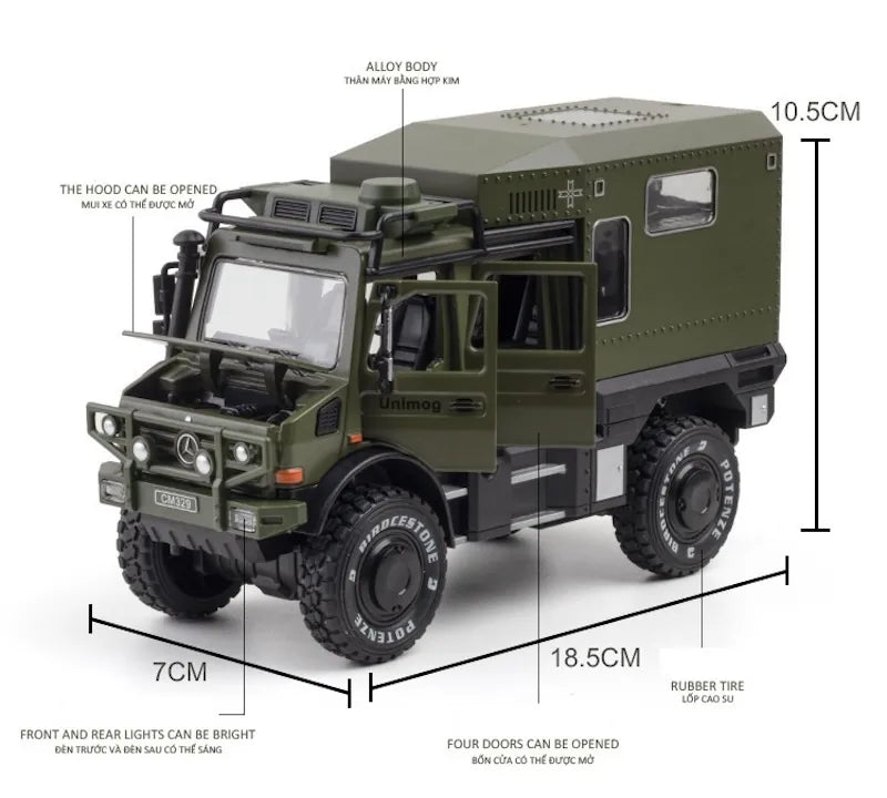 1:32 Mercedes-Unimog 2013 Nomadism U4000 RV Die Cast Model Car