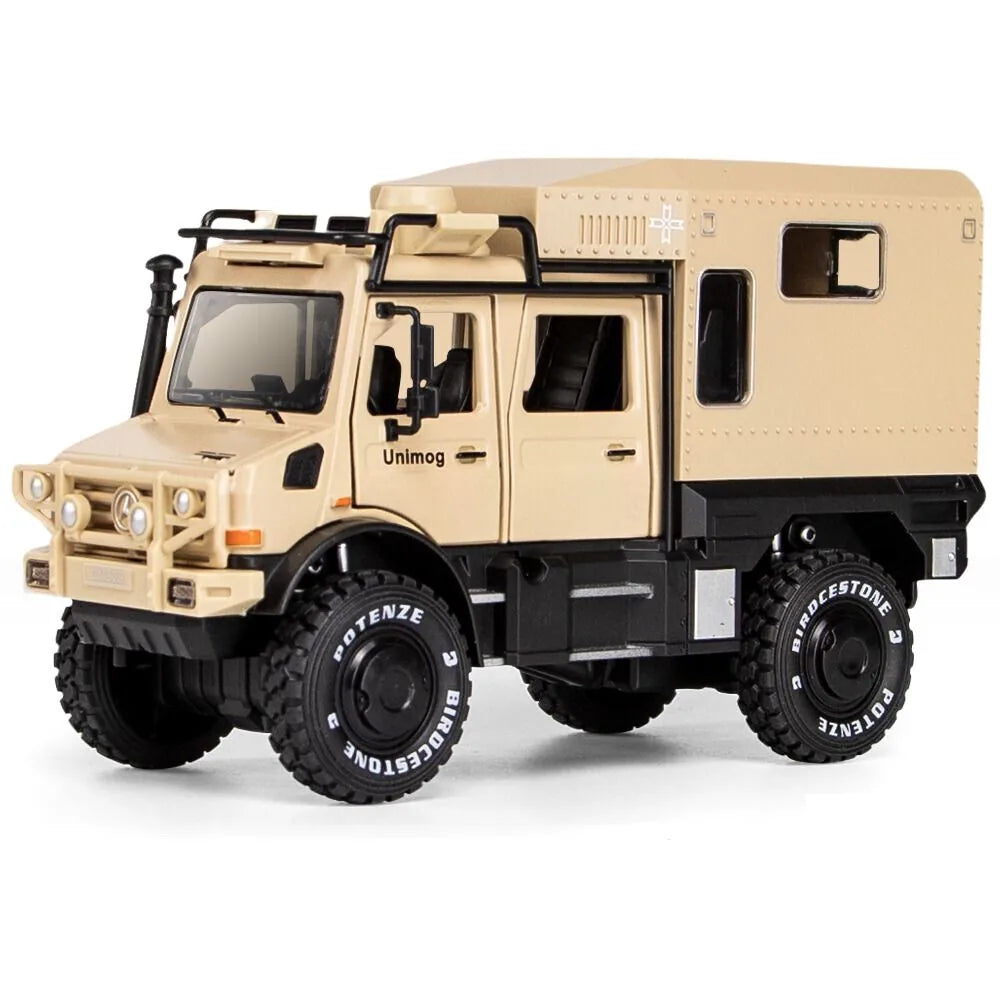 1:32 Mercedes-Unimog 2013 Nomadism U4000 RV White Die Cast Model Car