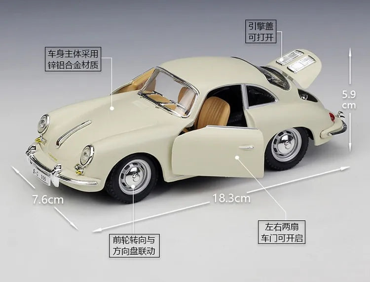 1:24 Porsche 1961 356B Coupe Die Cast Model Car